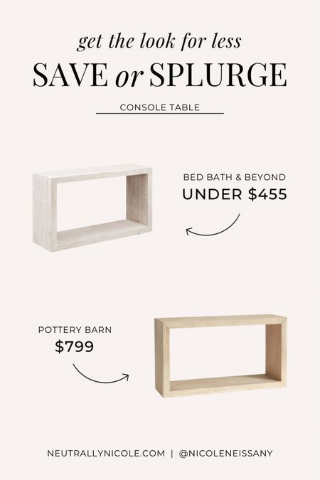 SALE ALERT: The best Pottery Barn Folsom Console Table dupe is on sale for under $455! This console table lookalike from BB&B is very similar, with slight differences: only 50” wide compared to the 52” Pottery Barn version & it’s slightly more whitewashed, but it’s over $340 cheaper!

// Pottery barn Folsom console table lookalike, console table similar to Pottery Barn Folsom Console Table, console table, entryway table, home decor, furniture, entryway furniture, hallway furniture, living room decor, entryway furniture, hallway decor, living room decor, pottery barn living room, potterybarn.com, Bed Bath and Beyond, bedbathandbeyond.com, neutral home, neutral style, Nicole Neissany, Neutrally Nicole, neutrallynicole.com (2.14)

#LTKhome #LTKsalealert