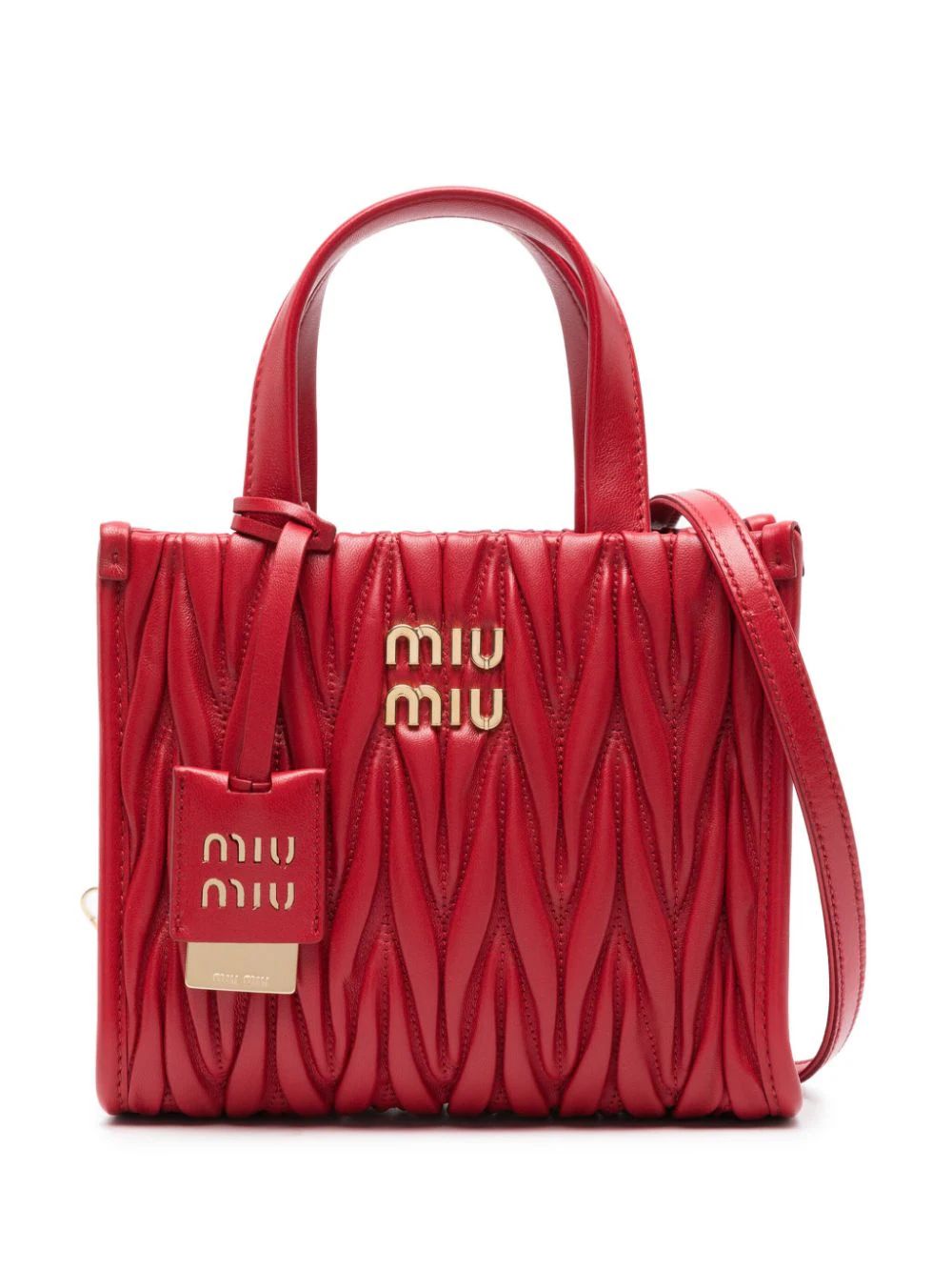 Miu Miu Small Matelassé logo-plaque Tote Bag - Farfetch | Farfetch Global