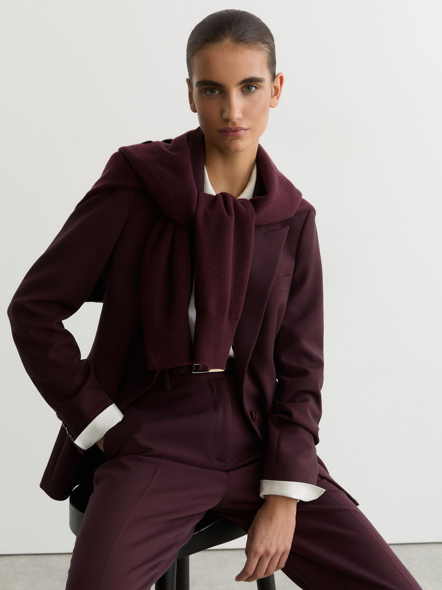 Reiss Tailored Single Breasted Suit Blazer in Berry - REISS | Reiss UK