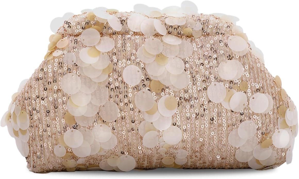 Emprier Sequin Cloud Clutch Bag, Sparkling Dumpling Evening Purse with Chain Strap, Elegant Weddi... | Amazon (US)