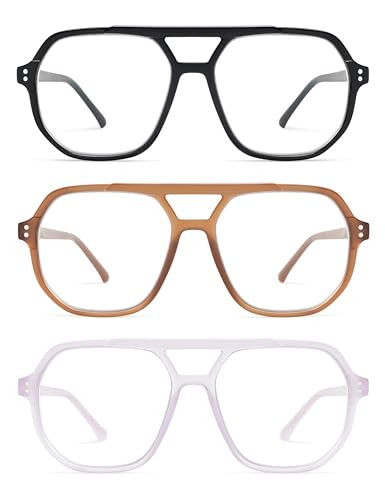 AMOMOMA Trendy Retro Aviator Reading Glasses for Women Men,Classic Large Oversized Reader Blue Li... | Amazon (US)