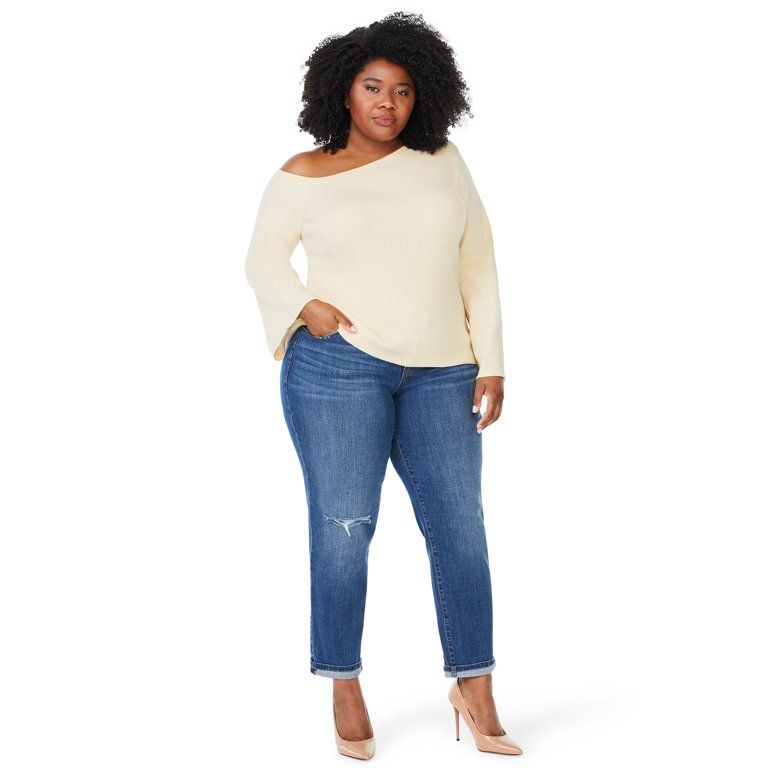 Sofia Jeans by Sofia Vergara Women's Plus Size One-Shoulder Sweater | Walmart (US)