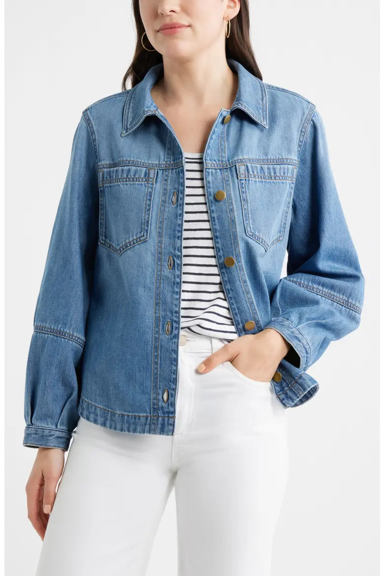 Caslon® Balloon Sleeve Denim Jacket (Women) | Nordstrom | Nordstrom