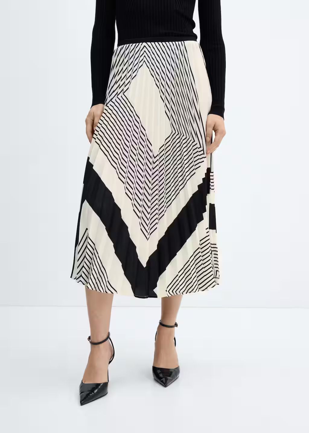 Stripes pleated skirt -  Women | Mango USA | MANGO (US)