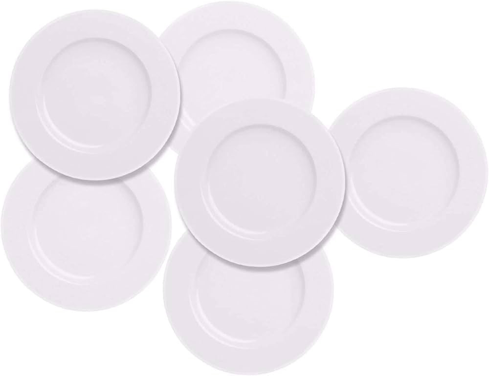 EasyDancing Salad Dessert Plate 7.5inch White Porcelain Dinner Set of 6 with Round Flat Design Go... | Amazon (US)