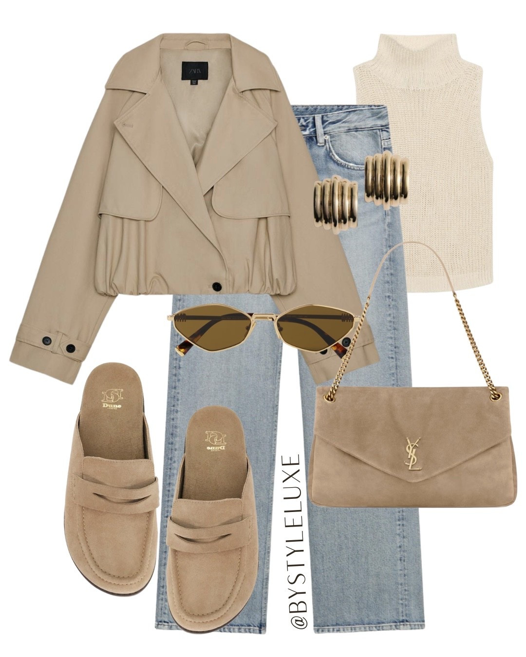 SPRING DENIM - A simple trench jacket and denim look with my fave suede mules and matching beige suede bag. Effortless and chic

#trench #jeans #springoutfit

#LTKjeans #LTKshoes #LTKspring