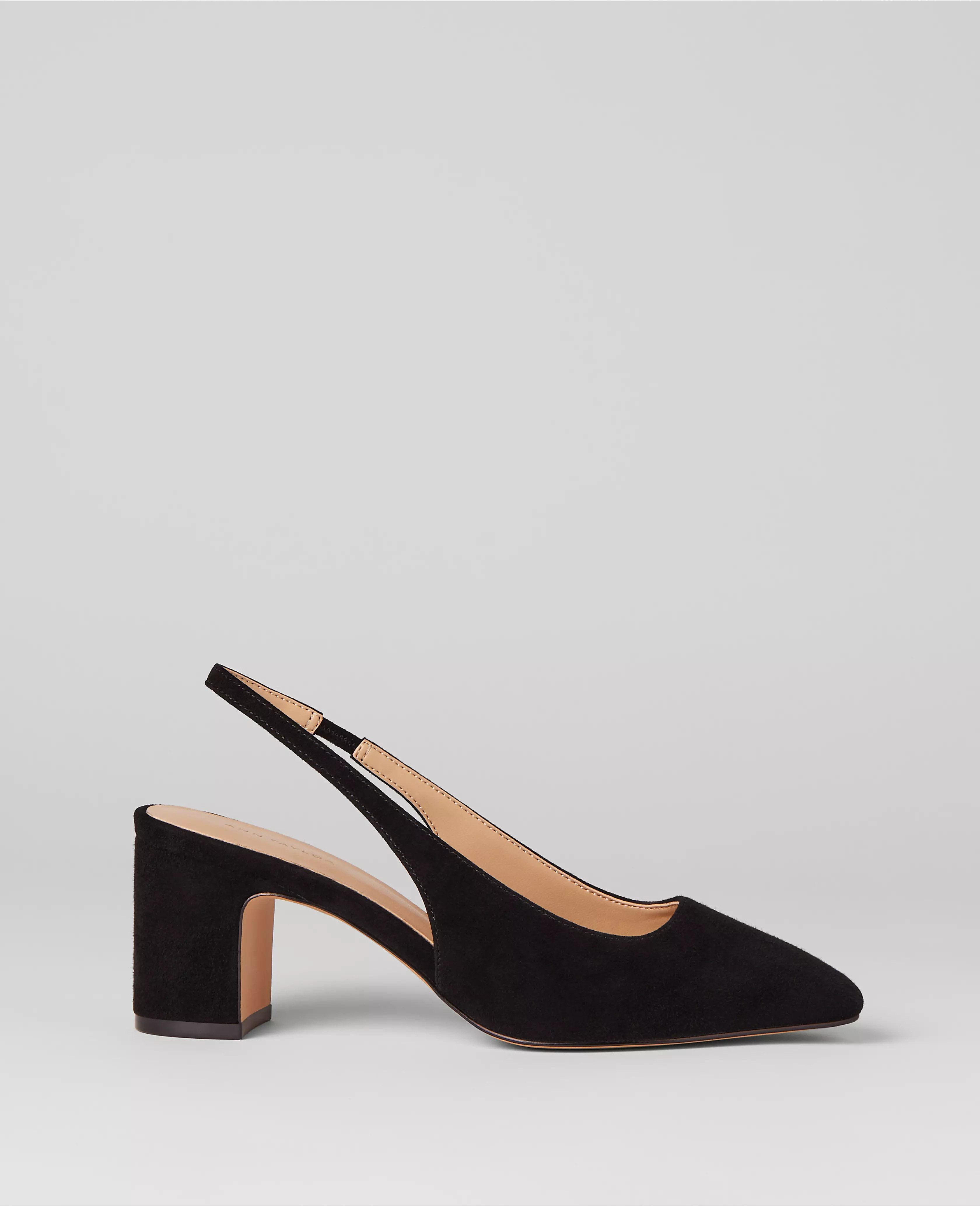 Suede Block Heel Slingback Pumps | Ann Taylor (US)