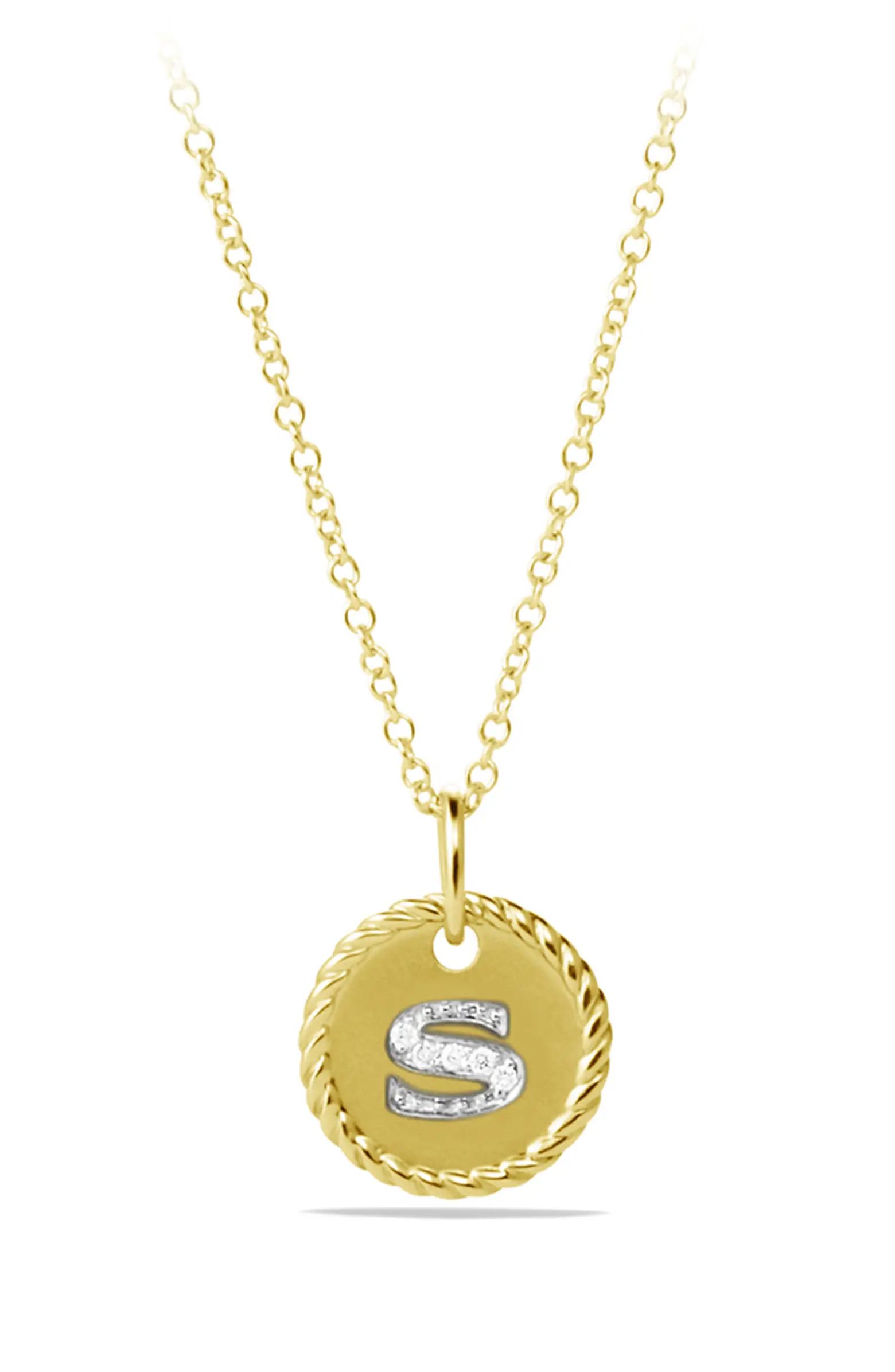Cable Collectibles Initial Pendant with Diamonds in Gold on Chain | Nordstrom