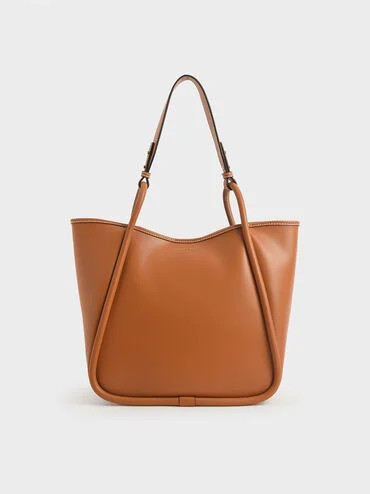 Cognac Lyla Tubular Slouchy Tote Bag | CHARLES & KEITH UK | Charles & Keith UK