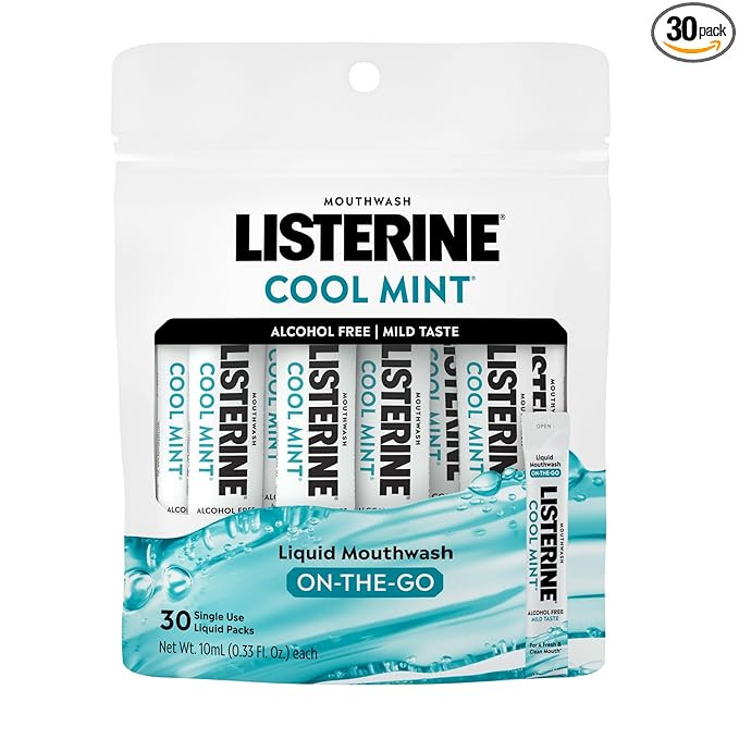 Listerine Mouthwash On-the-Go Travel Essentials Individual Packets of Alcohol-Free Cool Mint Flav... | Amazon (US)