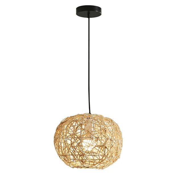 Better Homes & Gardens 12" Architectural Woven Pendant Light, Natural Rattan Shade | Walmart (US)