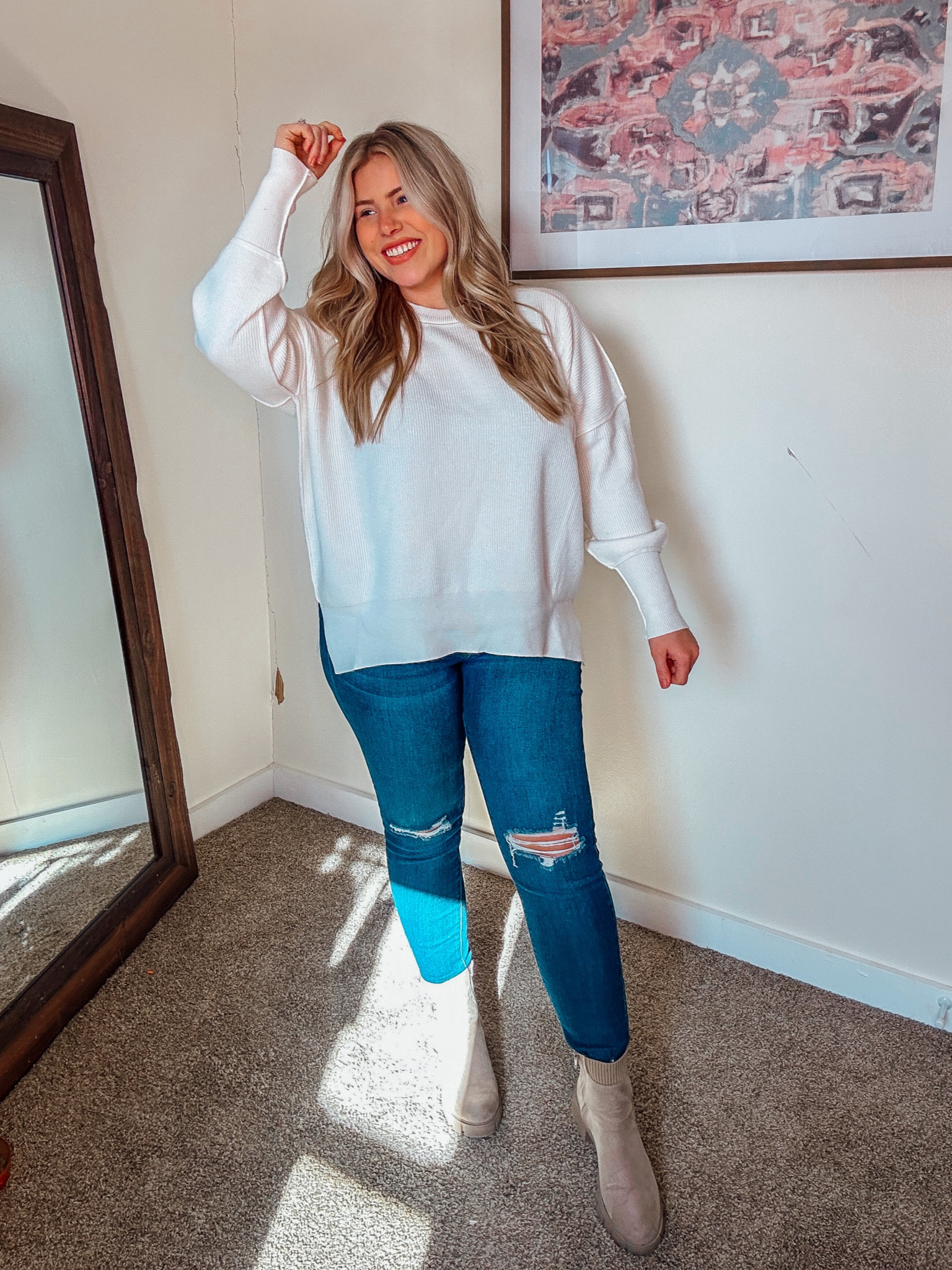 Casual fall/winter outfit - sweater skinny jeans boots outfit idea 

#LTKSeasonal #LTKstyletip #LTKfit