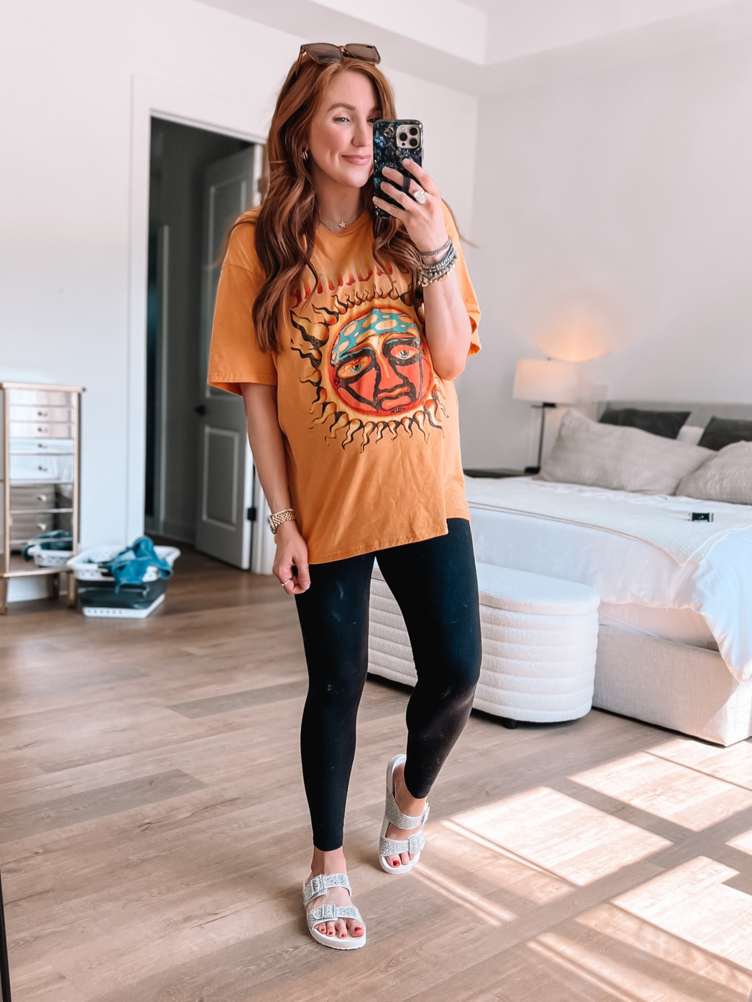 Todays look at 37 weeks pregnant! 

Graphic tee from Walmart, amazon leggings (not maternity but bump friendly), and Walmart sandals 

#LTKunder50 #LTKstyletip #LTKbump