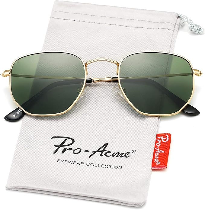 Pro Acme Small Polarized Sunglasses for Women Square Metal Frame Hexagonal Flat Lenses Sun Glasse... | Amazon (US)