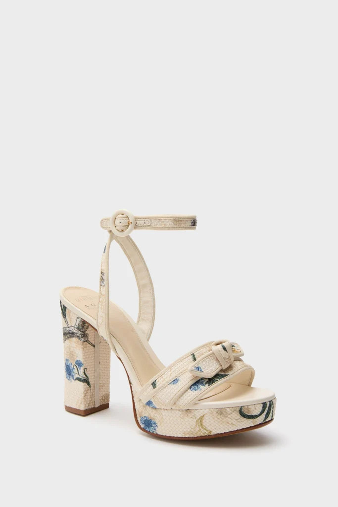 Laguna Cream Grosgrain Raffia Platform Heels | Tuckernuck (US)