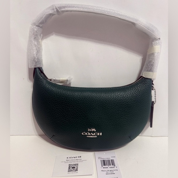 NWT!!Coach Mini Payton Bag pebbled leather/Silver/Emerald Green | Poshmark