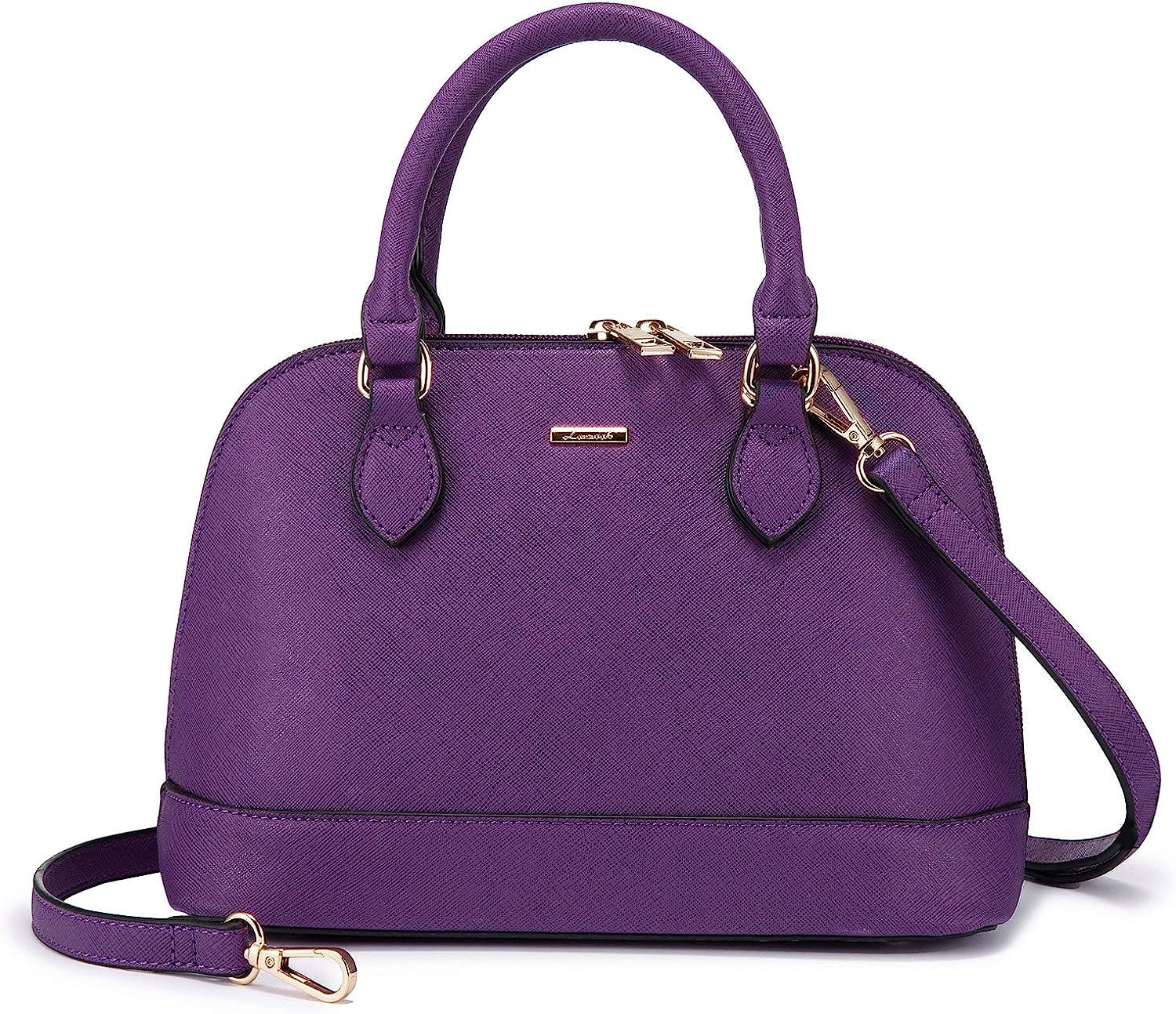 Small Crossbody Bags for Women Classic Double Zip Top Handle Dome Satchel Bag Shoulder Purse | Amazon (US)