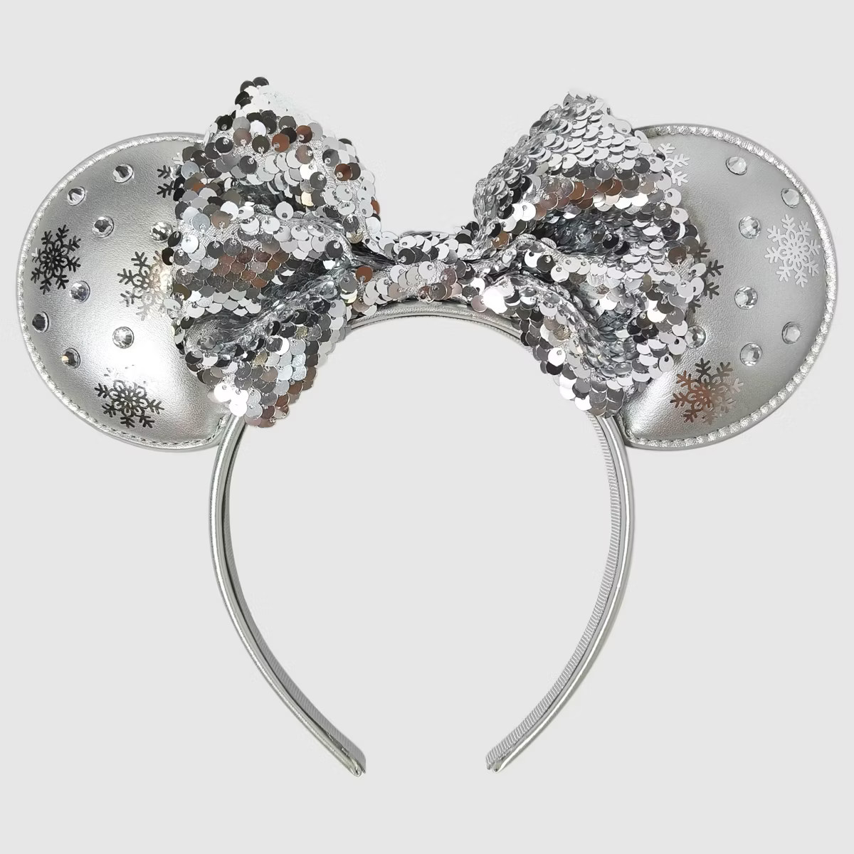Girls' Snowflakes Holiday Minnie Mouse Ears Headband - Silver | Target