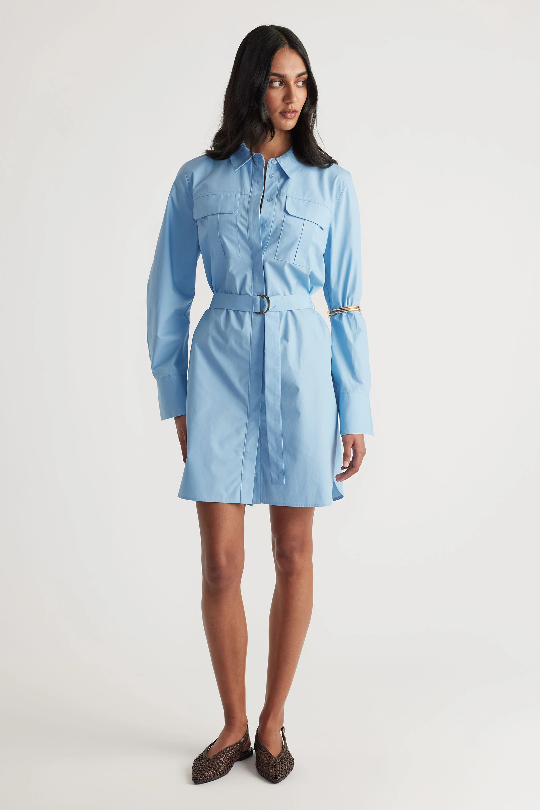 Layla Mini Shirt Dress - Iris Blue | DECJUBA