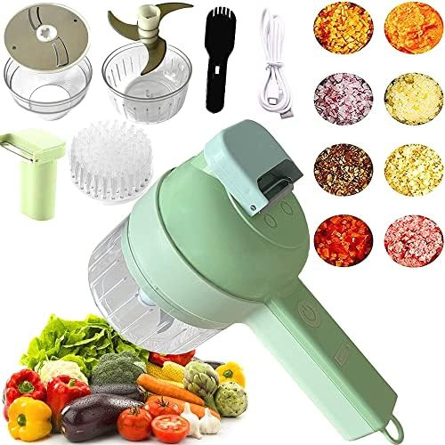 Portable 4 in 1 Electric Vegetable Slicer Set, Wireless Food Processor, with Clean Brush for Garl... | Amazon (US)