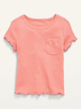Rib-Knit Lettuce-Edge Pocket T-Shirt for Toddler Girls | Old Navy (US)