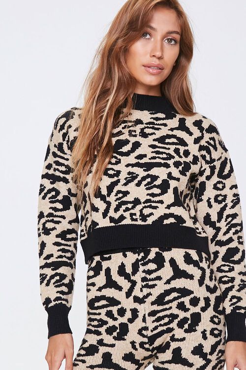 Contrast-Trim Leopard Sweater | Forever 21 (US)
