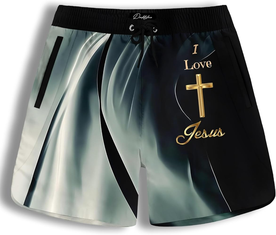 Men's Hawaiian Print Beach Shorts, Animal & Faith Graphic Swim Trunks for Summer Vacation Pool Pa... | Amazon (US)