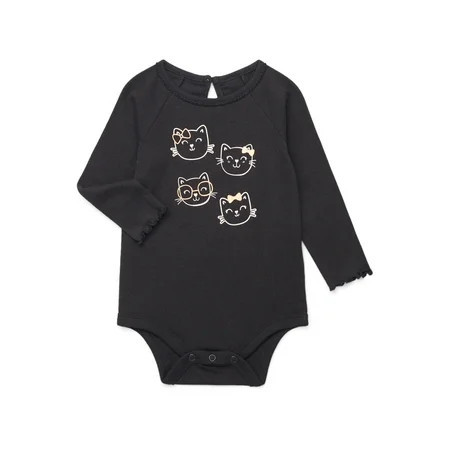 Garanimals Baby Girl Graphic Print Bodysuit with Long Sleeves, Sizes 0-24 Months | Walmart (US)