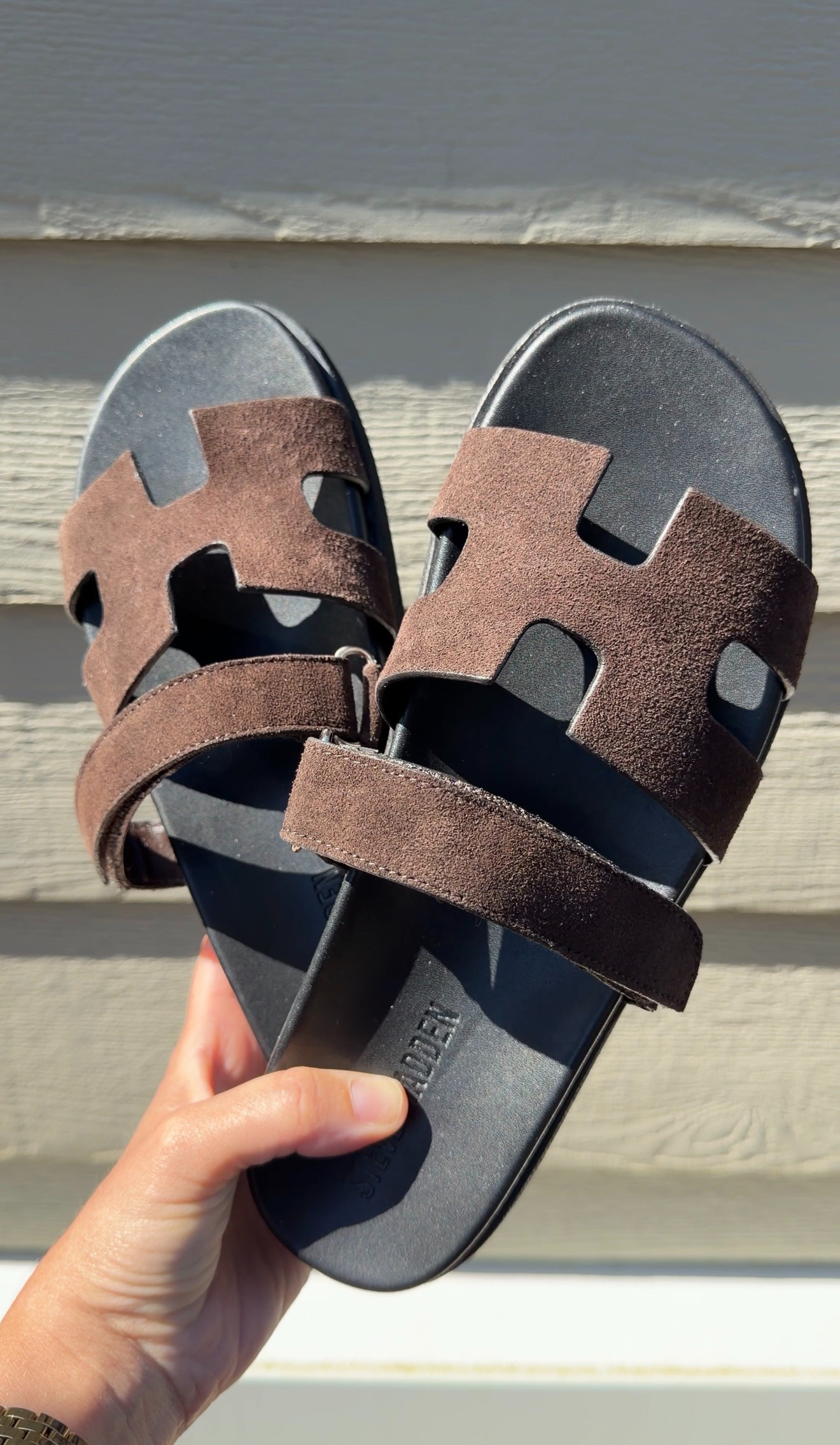 These sandals instantly give that effortless minimalist look without the designer price tag. The Hermès Oran sandal dupe has that same iconic cutout detail and sleek, flat silhouette, but in an affordable version that is real suede! I love the rich brown tone for summer—it pairs with everything from linen sets to denim, and the cushioned sole makes them way more practical for all-day wear. Such a good elevated basic that makes every outfit feel more put together. Linked both here. 

 #LTKootd #LTKSaleAlert #LTKSwim