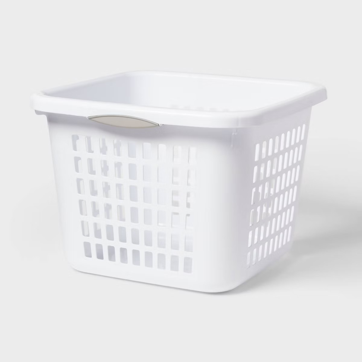 1.5bu Plastic Square Laundry Basket - Brightroom™: Medium White Clothes Hamper with Built-In Ha... | Target