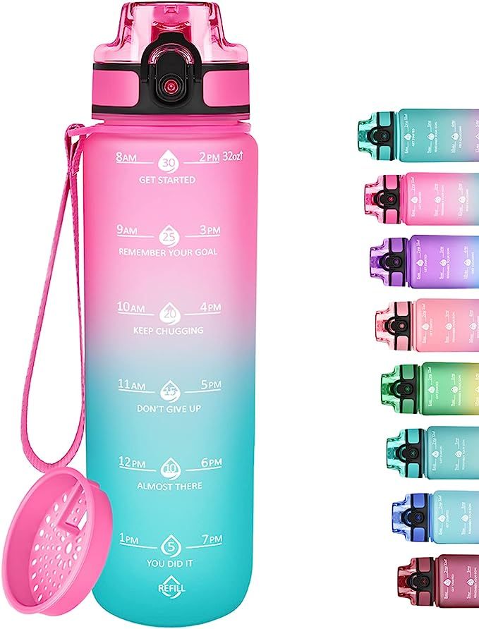GOSWAG 32oz Motivational Water Bottles with Time Marker & Fruit Strainer, Sports Water Bottle wit... | Amazon (US)