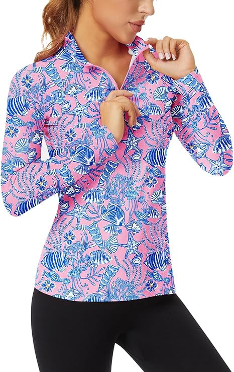 Soneven Women's Long Sleeve Golf Polo Shirts 1/4 Zip UPF 50+ Sun Protection Shirt Quick Dry Athle... | Amazon (US)