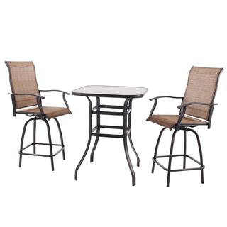 Outdoor Bar Height Bistro Set, 3-Piece Patio Set,1 Patio Table and Bar 2 Stool Chairs | The Home Depot