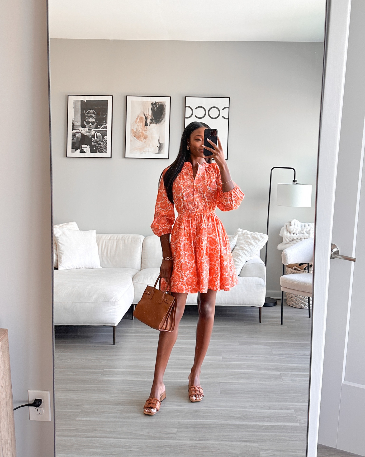 Orange floral dress for spring! I’m wearing an XS! Styled with my brown YSL Sac De Jour bag, Sam Edelman sandals and gold accessories! ✨

#LTKSeasonal #LTKworkwear #LTKwedding