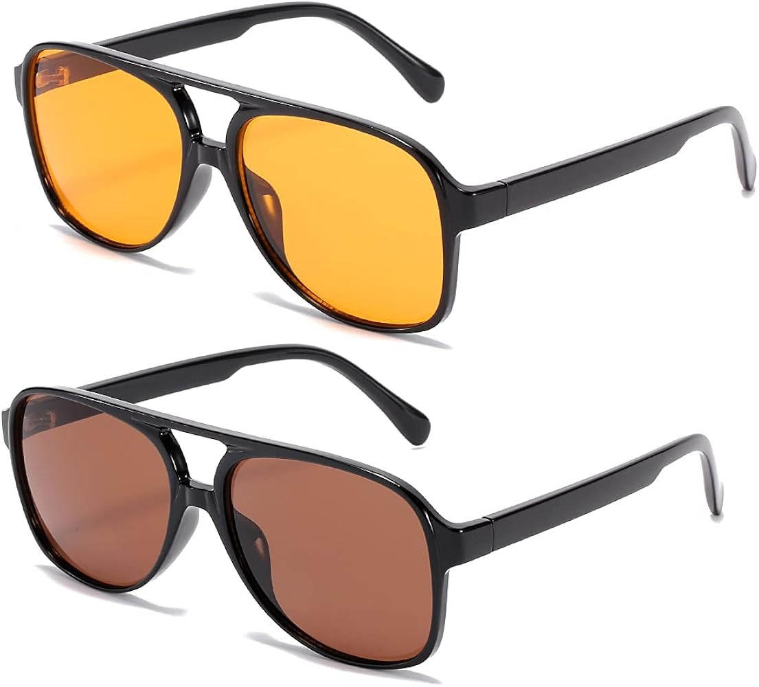 Classic Vintage Aviator Sunglasses for Women Men Large Frame Retro 70s Sunglasses | Amazon (US)