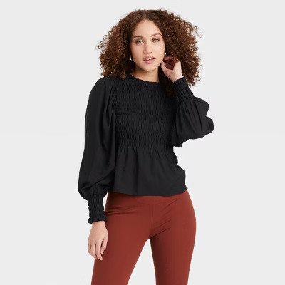 Women's Long Sleeve Smocked Top - A New Day™ | Target