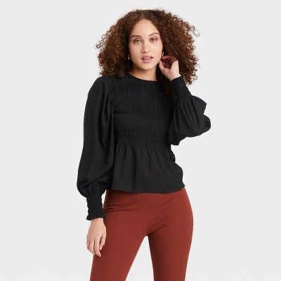 Women's Long Sleeve Smocked Top - A New Day™ | Target