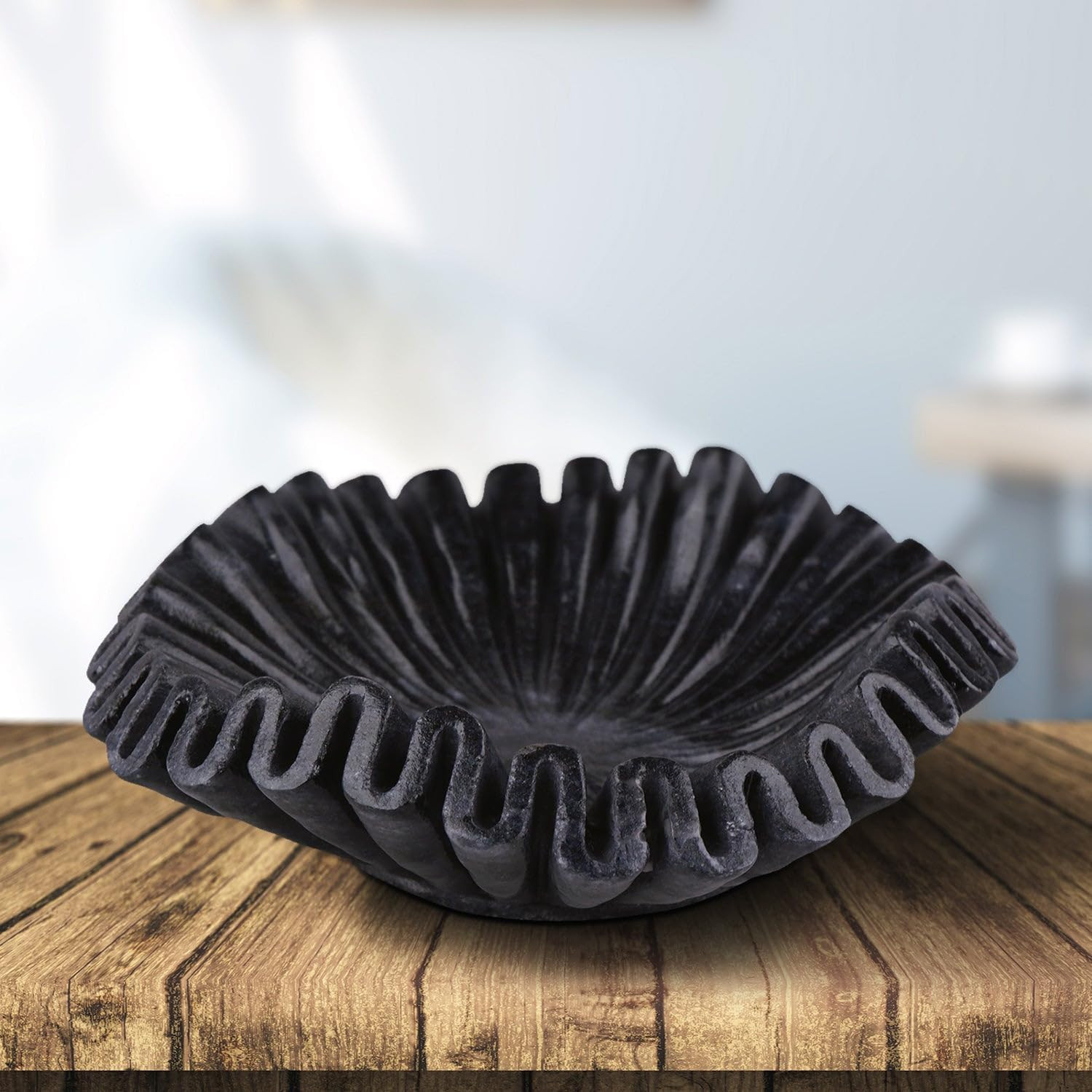 LE HOME DECOR Black Marble Ruffle Bowl 6 Inches/Antique Marble Scallop Bowl/Small Jewellery Bowl/Catchall Bowl Vintage Ring Dish/Decorative Flower Bowl/HouseWarming Gift/Wedding Gifts/Urli | Amazon (US)