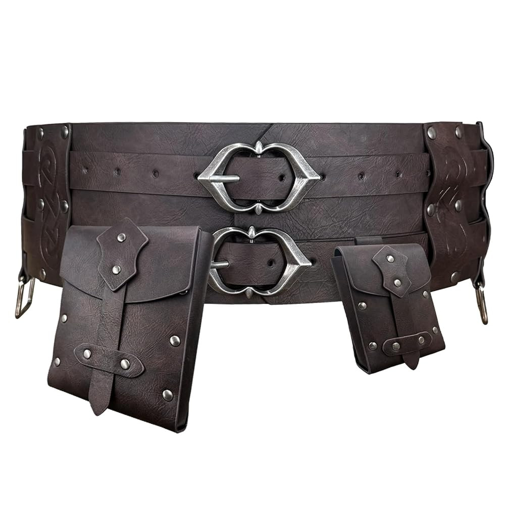 3PCs Medieval Fanny Pack Accessory Set, Renaissance Fanny Pack, Vintage Viking Wide Belt for LARP... | Amazon (US)