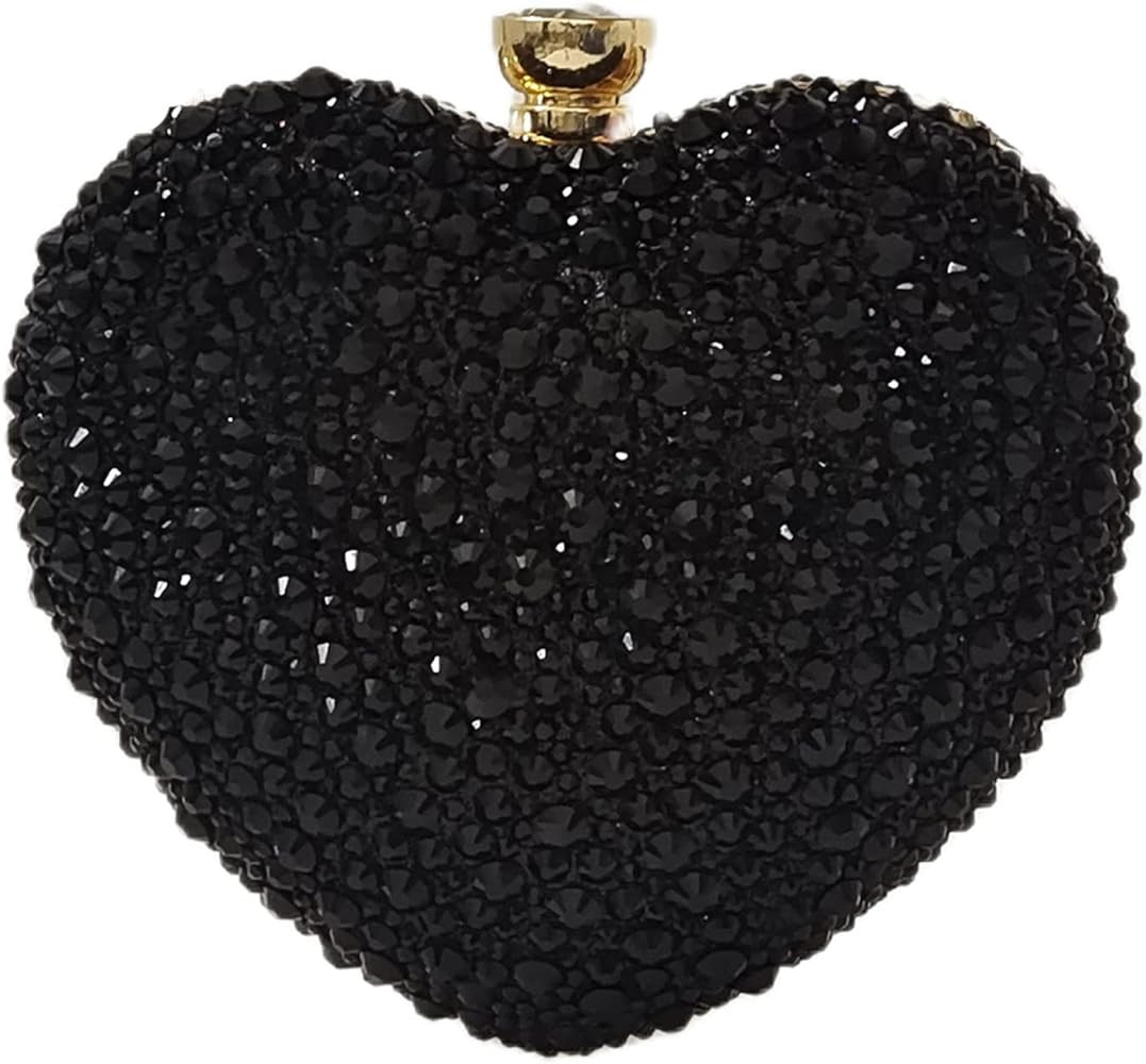 Cute Heart Shape Clutch Purse Mini Love Heart Rhinestone Wedding Handbag Party Women Purse | Amazon (US)