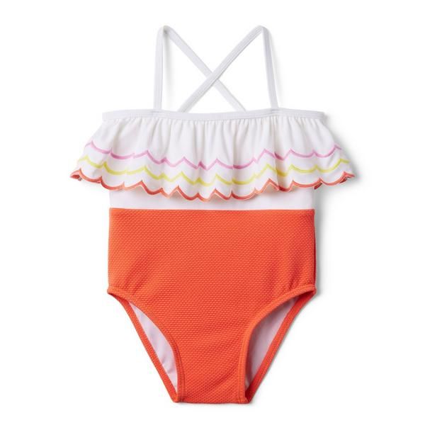 Embroidered Ruffle Colorblocked Swimsuit | Janie and Jack