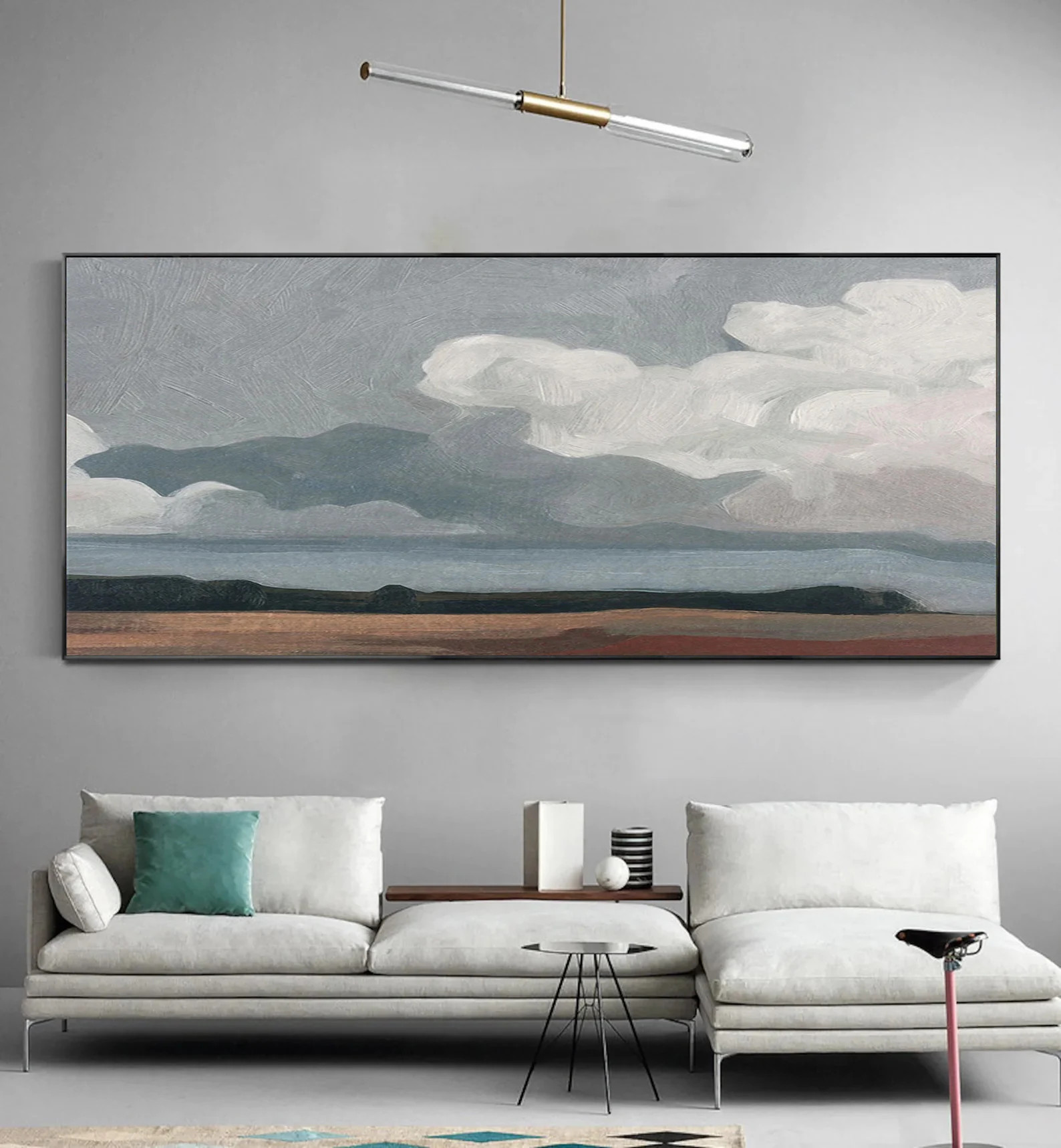 Large Original Wall Art Abstract Cloud Painting Sky Wall Art Grey White Painting Blue Painting On... | Etsy (US)