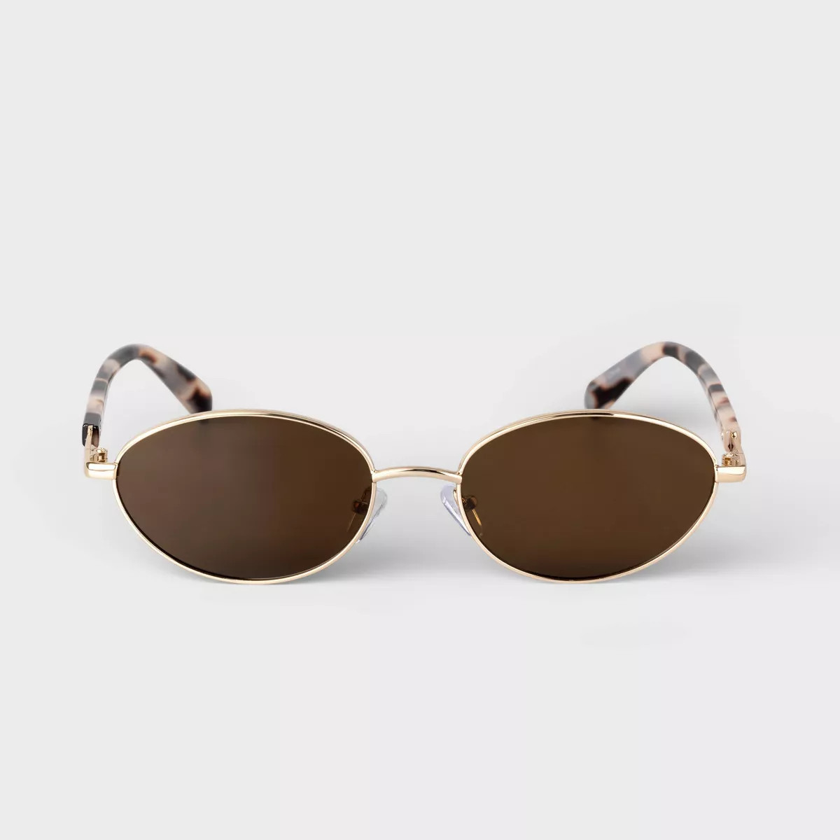 Women's Metal Oval Cateye Tortoise Temple Sunglasses - A New Day™ Brown | Target