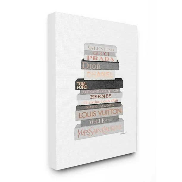 The Stupell Home Decor Neutral Grey and Rose Gold Fashion Bookstack Canvas Wall Art | Walmart (US)