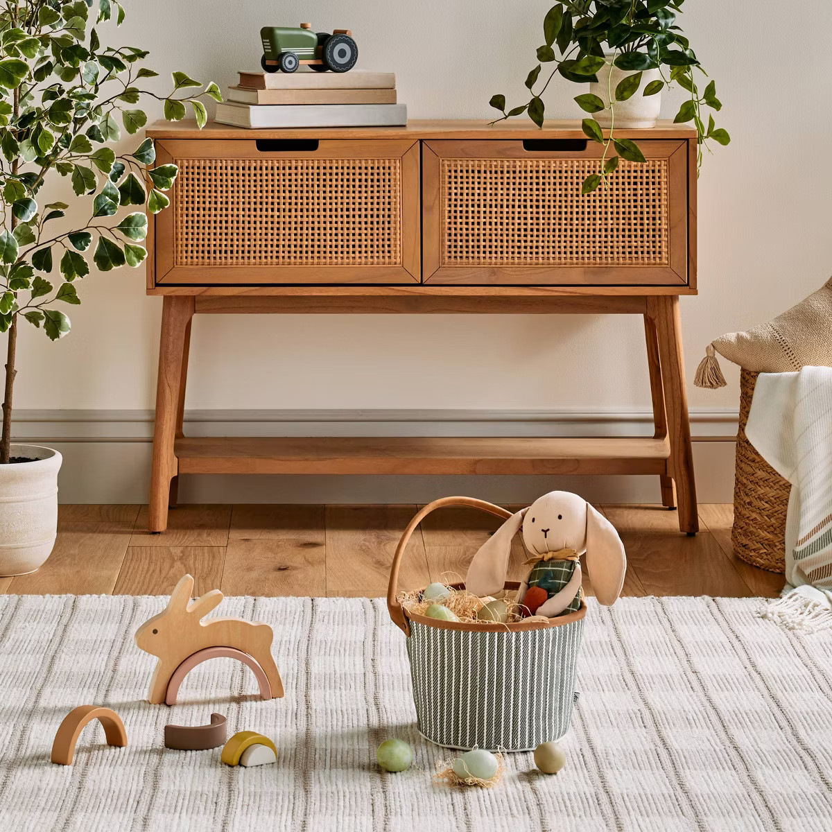 Fabric Easter Basket with Faux Leather Handle - Hearth & Hand™ with Magnolia | Target