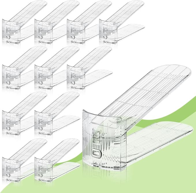 Clear Shoe Slot Organizer, 12 Pack Adjustable Shoe Slots Organizer for Closet Clear Shoe Stackers... | Amazon (US)