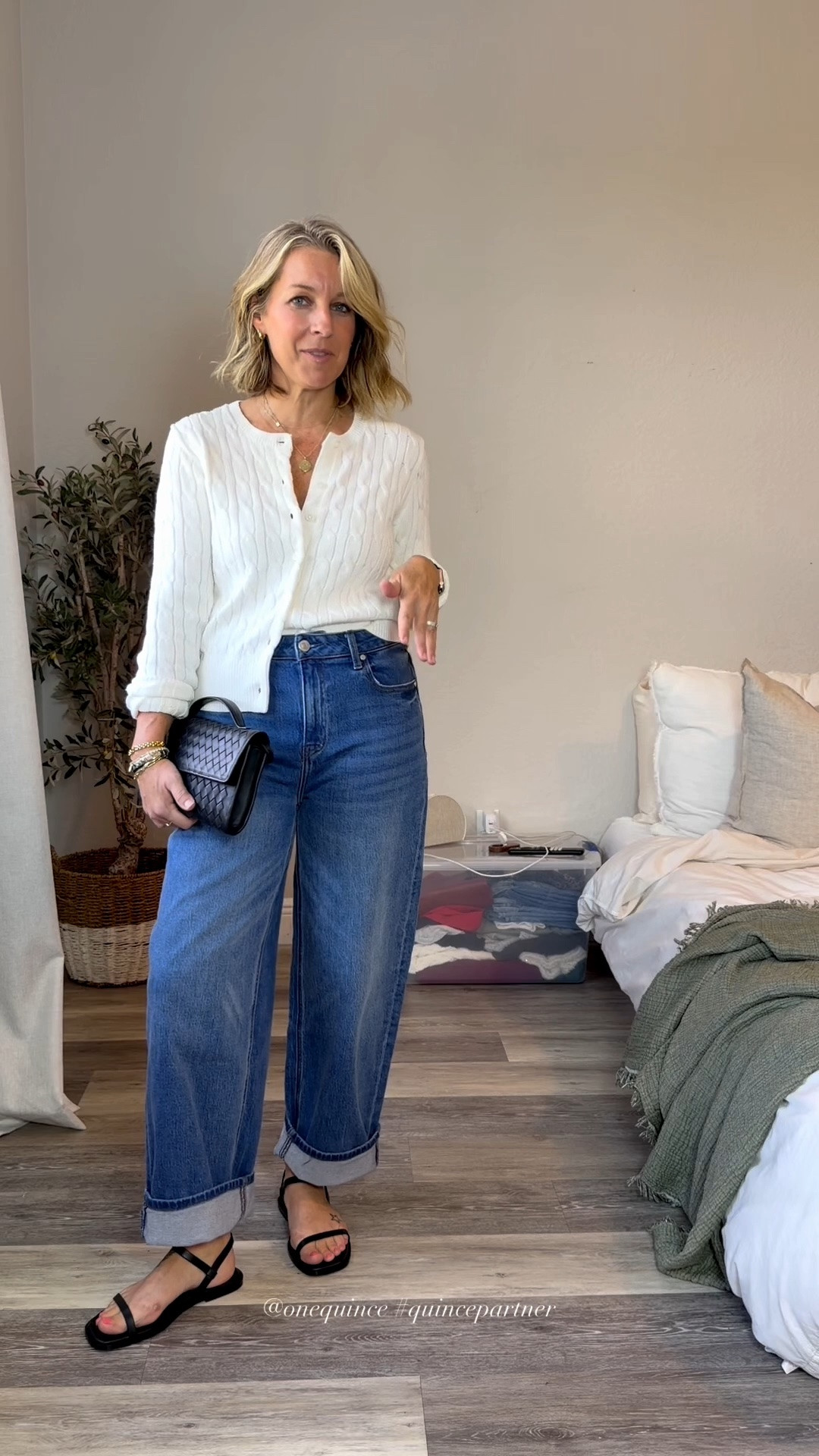 Making the most out of classic pieces. @Quince 
Medium cardigan and 8 regular jeans
#quincepartner

#LTKootd #LTKstorytime #LTKPetite
