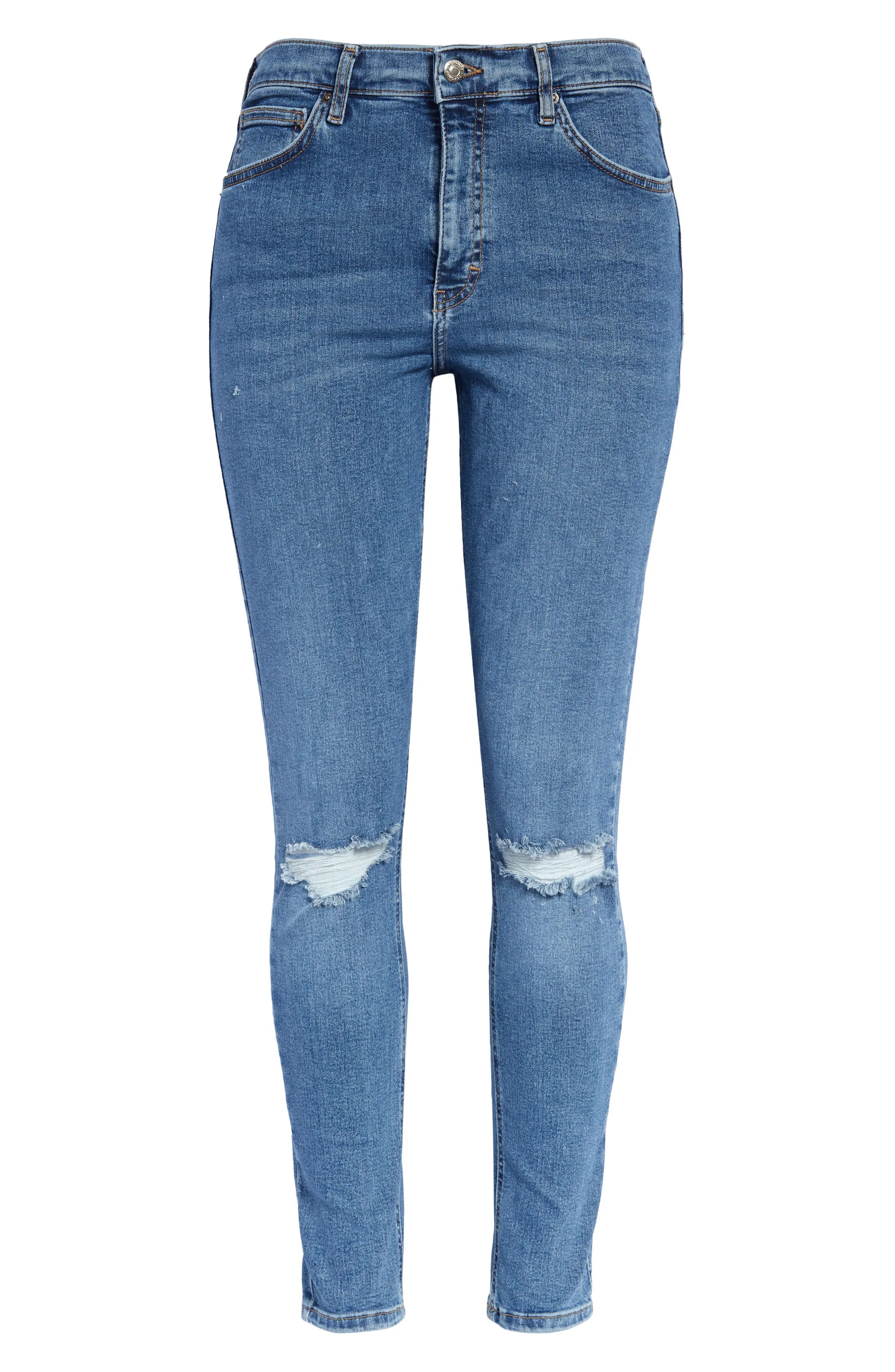 Women's Topshop Jamie Ripped Ankle Skinny Jeans, Size 27 - Blue | Nordstrom