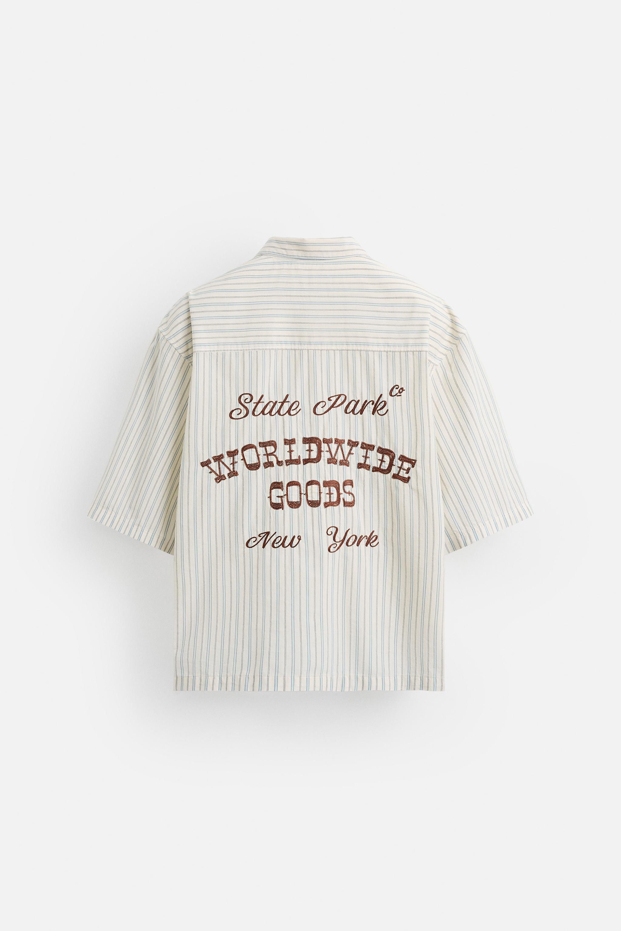 STRIPED EMBROIDERED SHIRT | Zara UK