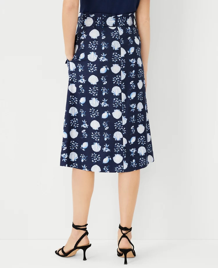 Shell Tile Linen Blend Paperbag Skirt | Ann Taylor (US)